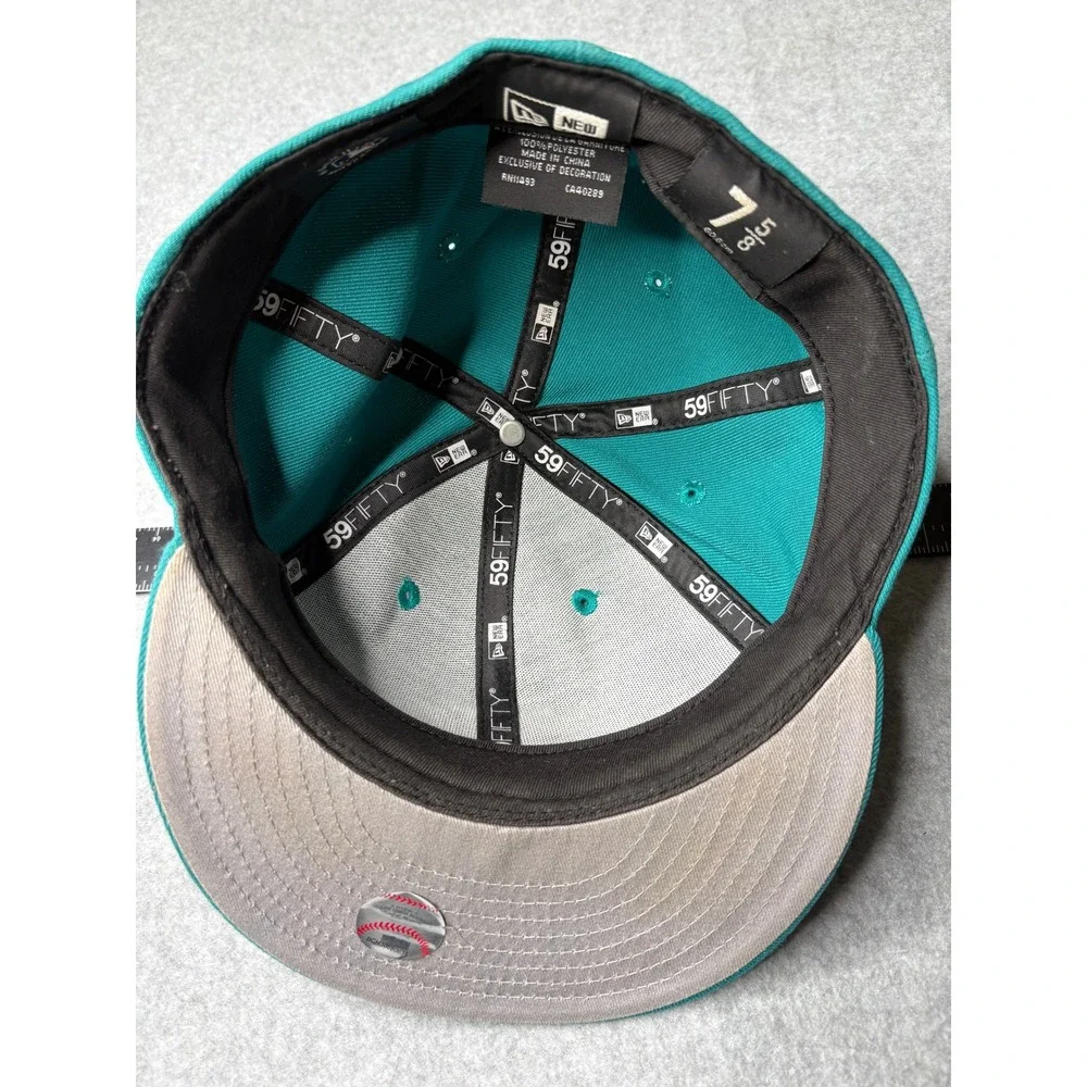 New Era 59FIFTY Houston Astros Fitted Hat Teal White Size 7 5/8 MLB Cap